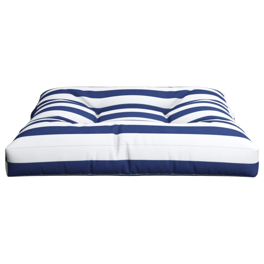 Produktbild för Palldyna blå&vit randig 70x70x12 cm tyg