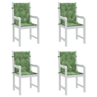Produktbild för Stolsdynor för stolar med låg rygg 4 st bladmönster tyg
