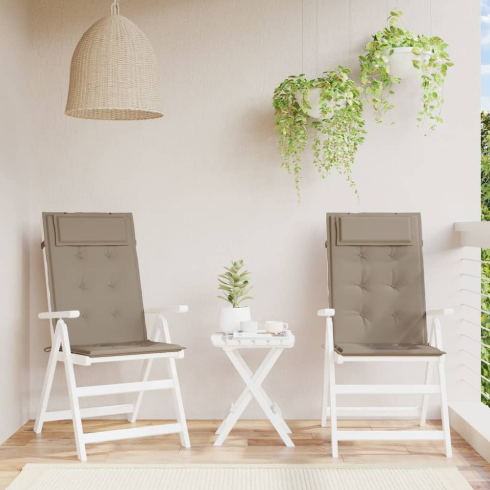 Produktbild för Stolsdynor för stolar med hög rygg 2 st taupe oxfordtyg