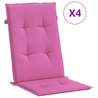 Produktbild för Stolsdynor för stolar med hög rygg 4 st rosa tyg