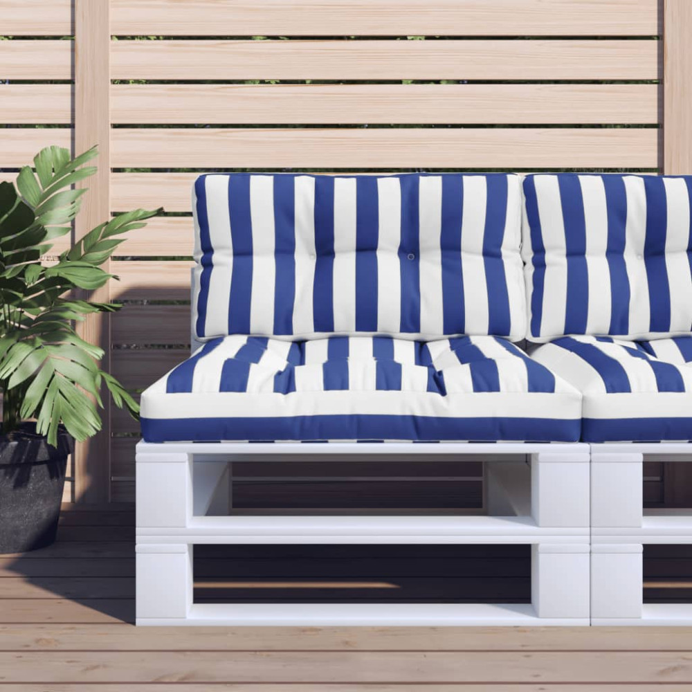 Produktbild för Palldyna blå&vit randig 80x40x12 cm tyg