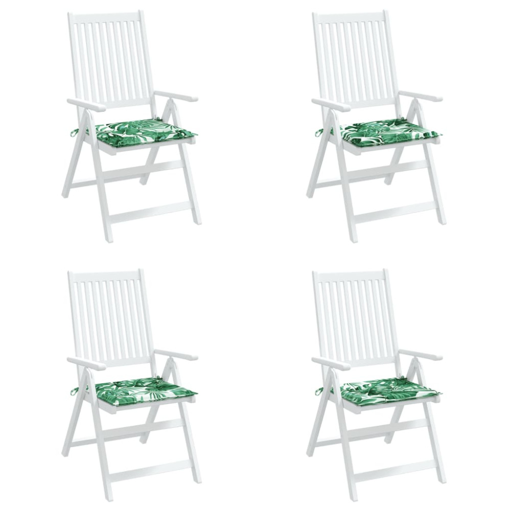 Produktbild för Stolsdynor 4 st bladmönster 40x40x4 cm tyg