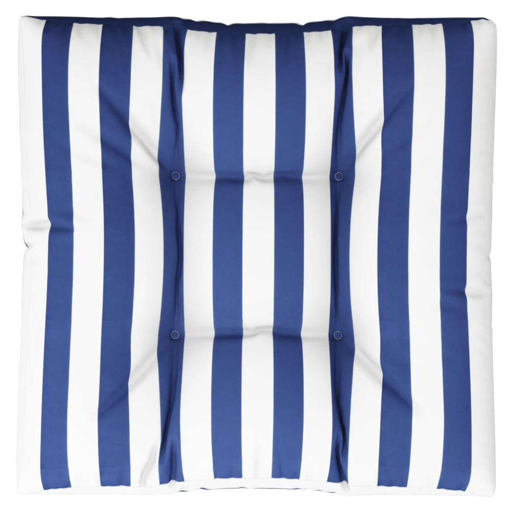 Produktbild för Palldyna blå&vit randig 80x80x12 cm tyg