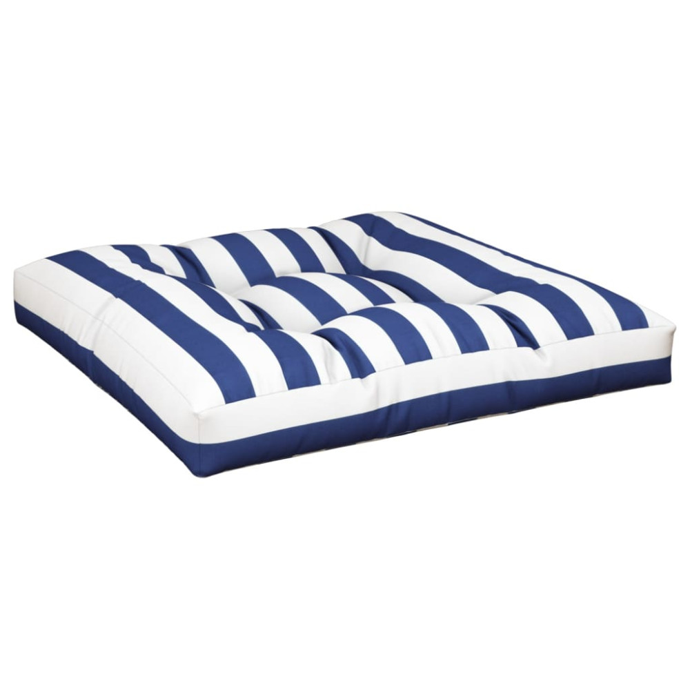 Produktbild för Palldyna blå&vit randig 80x80x12 cm tyg