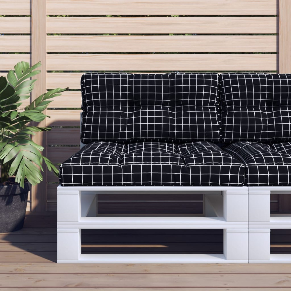Produktbild för Palldyna svartrutig 70x40x12 cm tyg