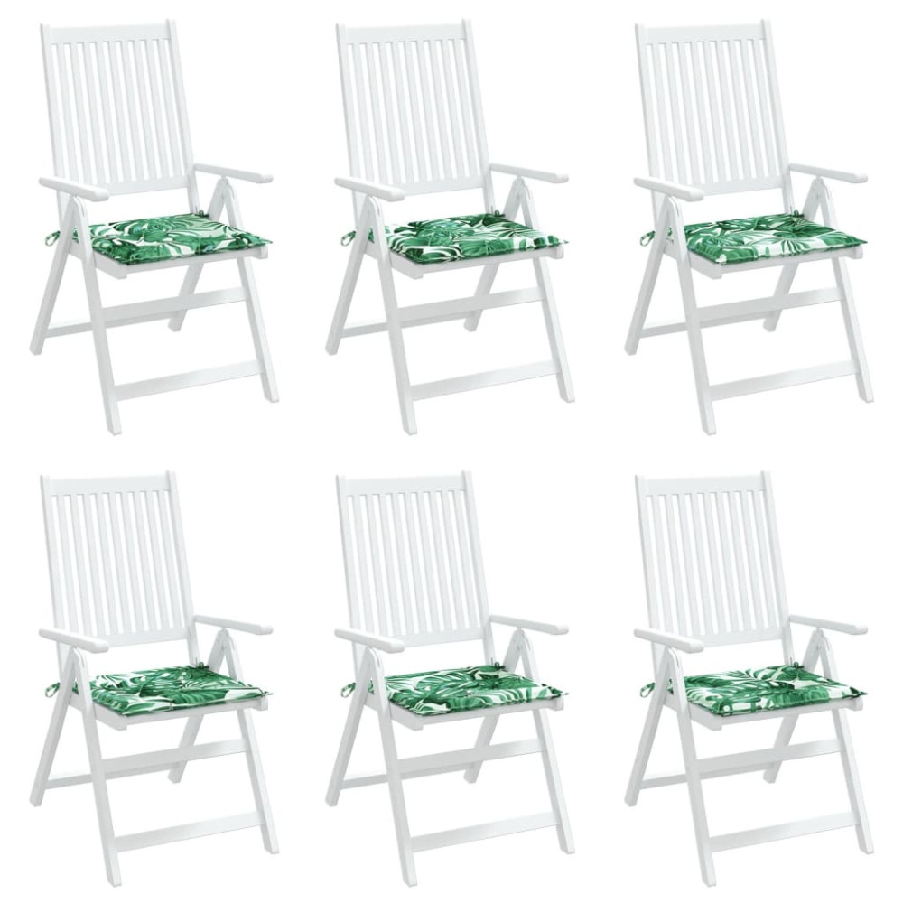 Produktbild för Stolsdynor 6 st bladmönster 50x50x4 cm tyg