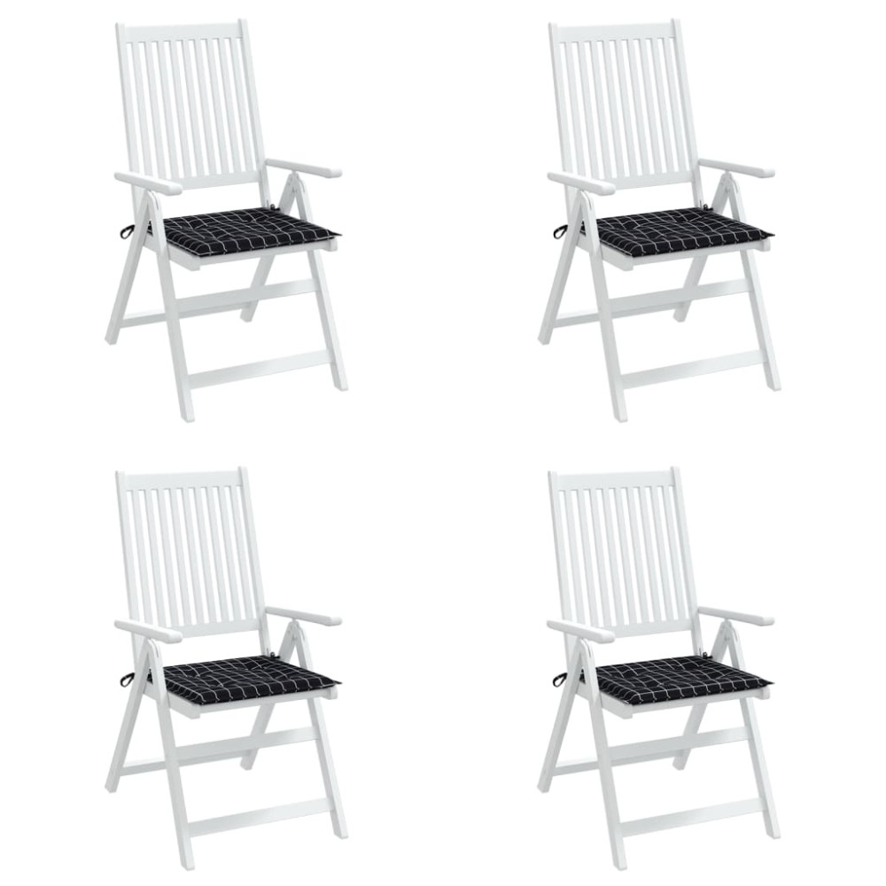 Produktbild för Stolsdynor 4 st svartrutig 40x40x4 cm tyg