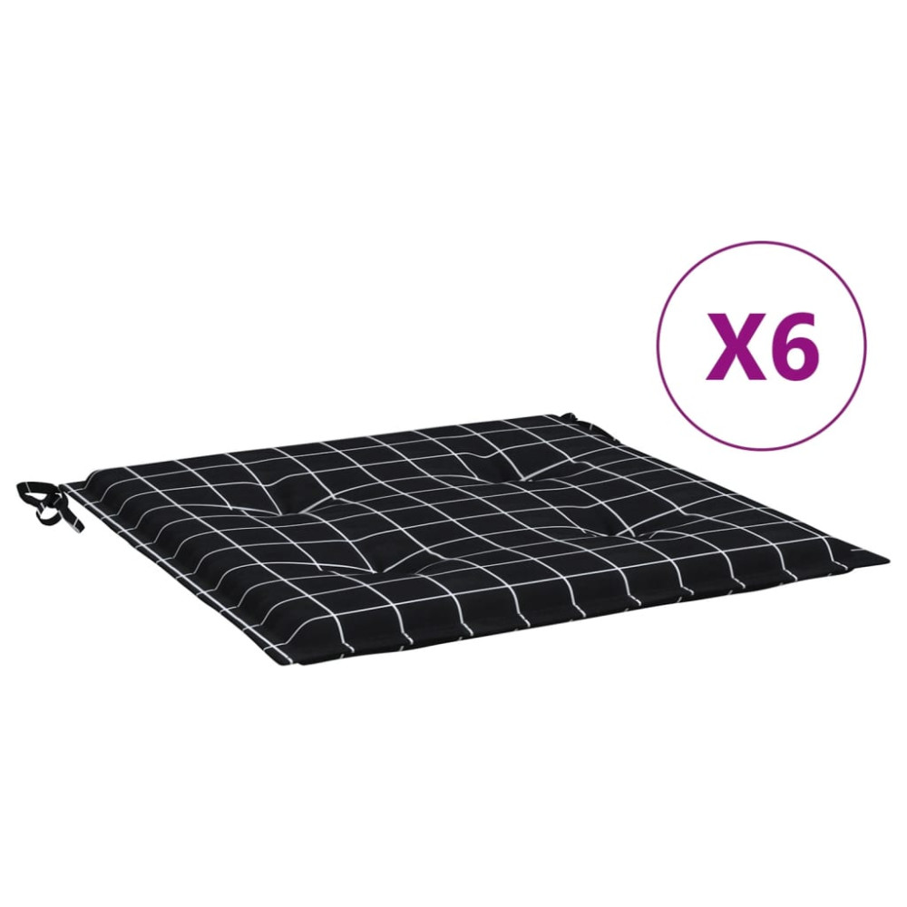 Produktbild för Stolsdynor 6 st svartrutig 50x50x4 cm tyg
