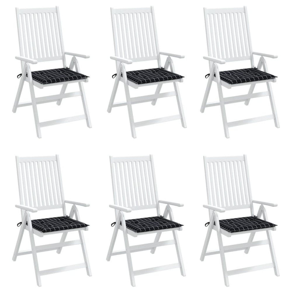 Produktbild för Stolsdynor 6 st svartrutig 50x50x4 cm tyg