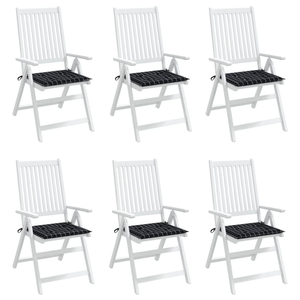 Produktbild för Stolsdynor 6 st svartrutig 40x40x4 cm tyg