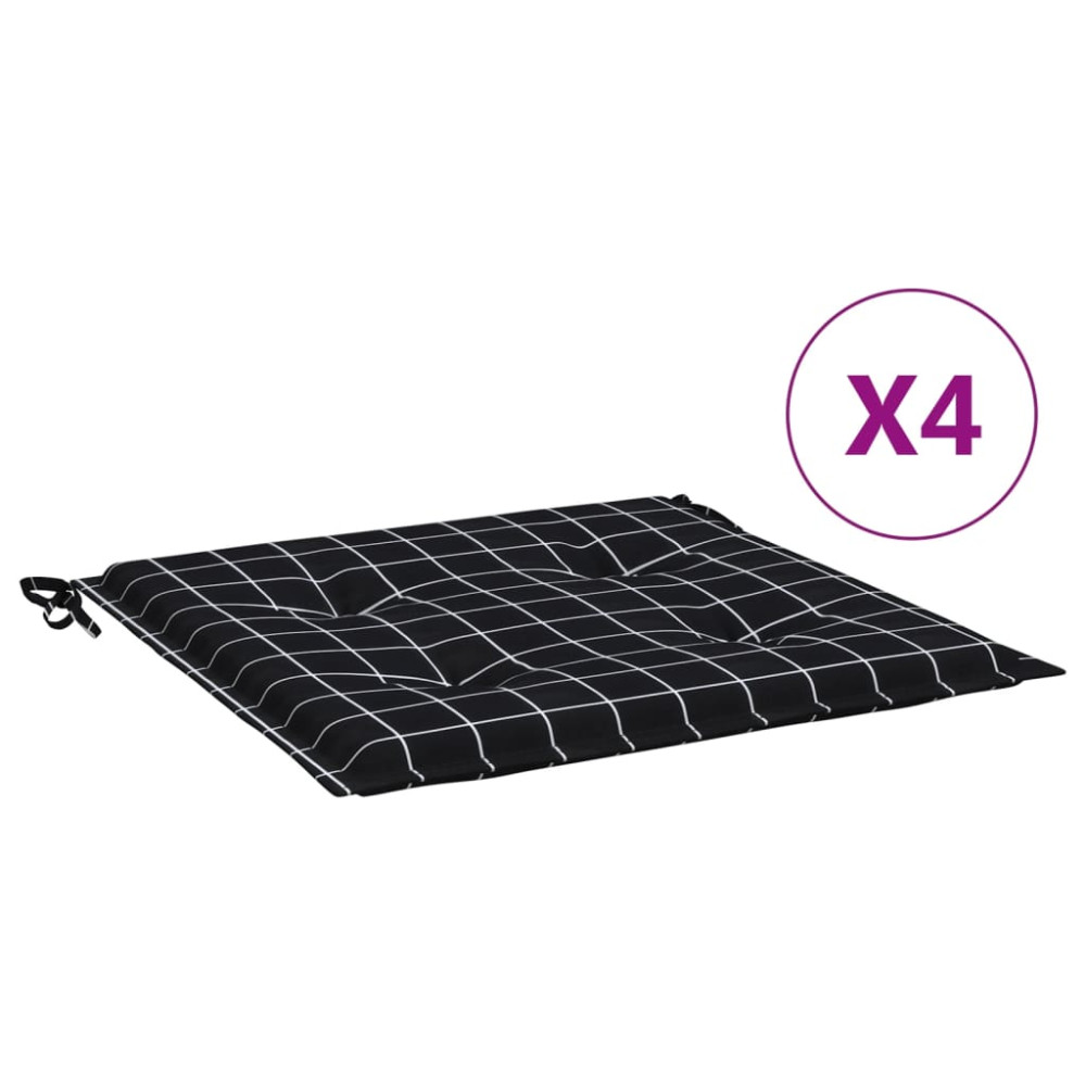 Produktbild för Stolsdynor 4 st svartrutig 50x50x4 cm tyg