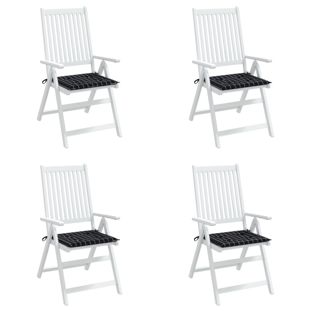 Produktbild för Stolsdynor 4 st svartrutig 50x50x4 cm tyg