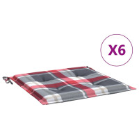 Produktbild för Stolsdynor 6 st rödrutig 40x40x4 cm oxfordtyg