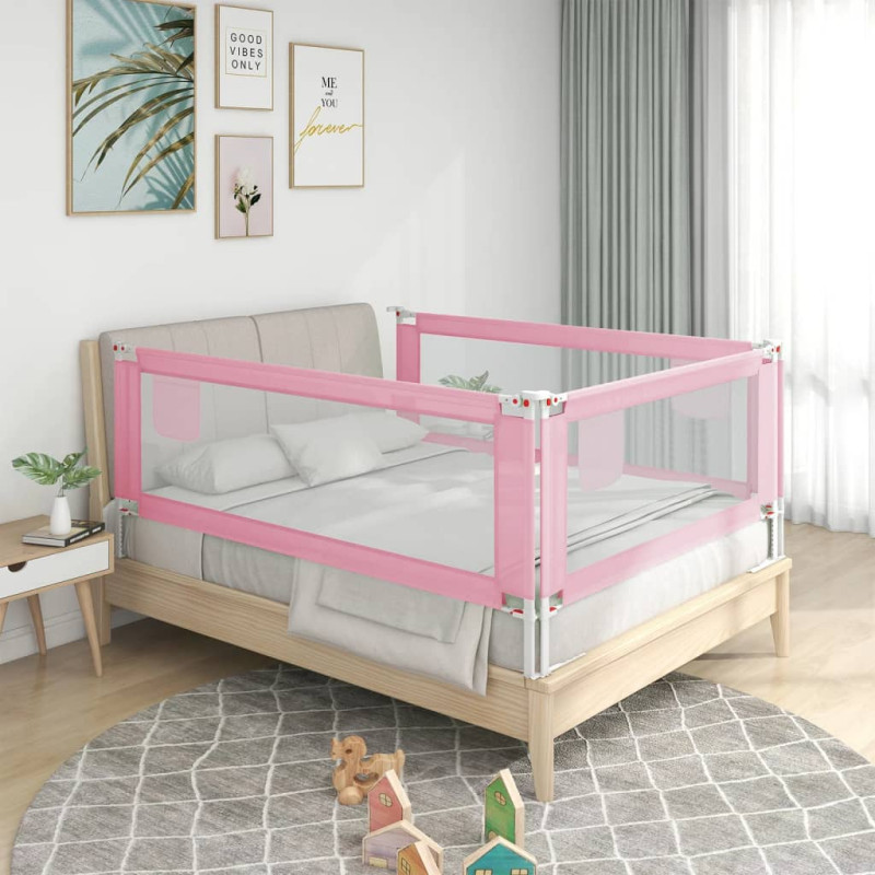 Produktbild för Sängskena för barn rosa 140x25 cm tyg