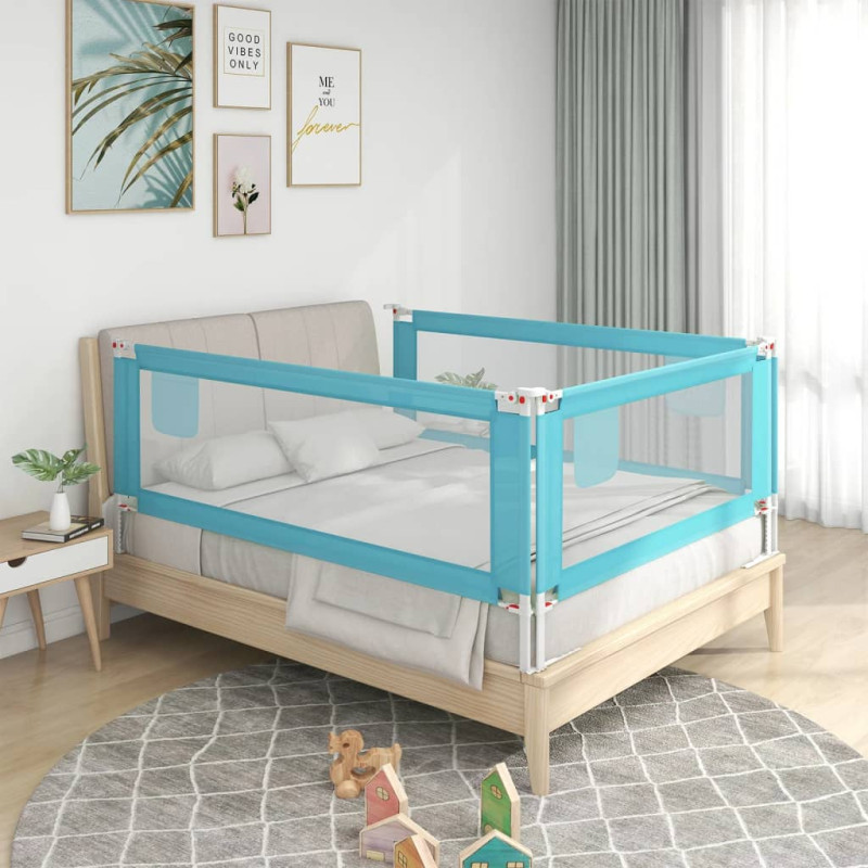 Produktbild för Sängskena för barn blå 160x25 cm tyg