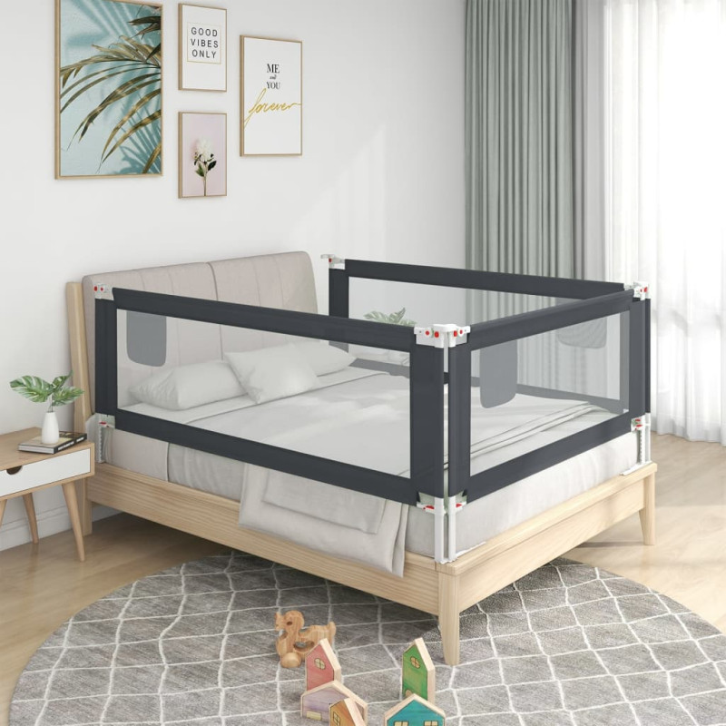 Produktbild för Sängskena för barn mörkgrå 190x25 cm tyg