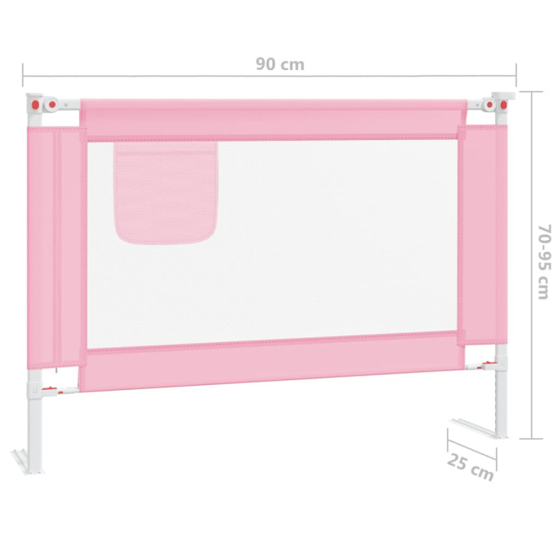 Produktbild för Sängskena för barn rosa 90x25 cm tyg