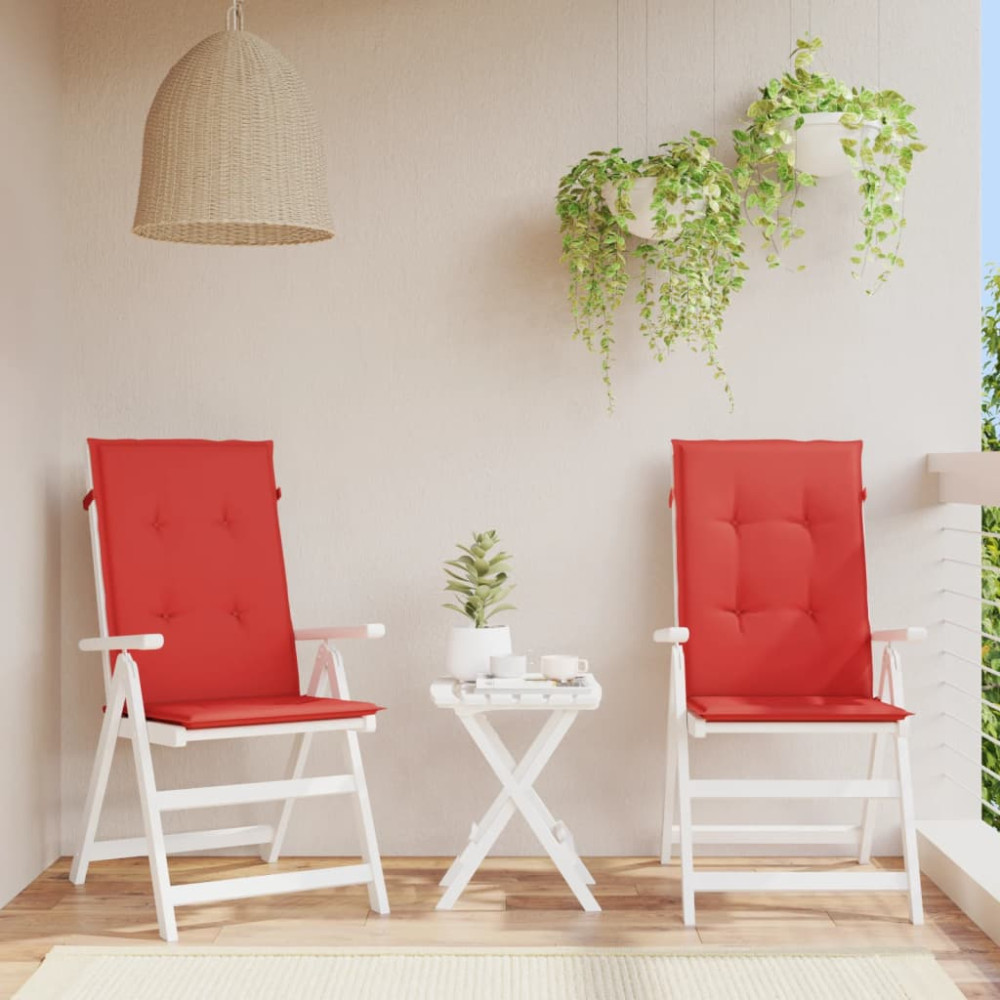 Produktbild för Stolsdynor 2 st röd 120x50x3 cm tyg
