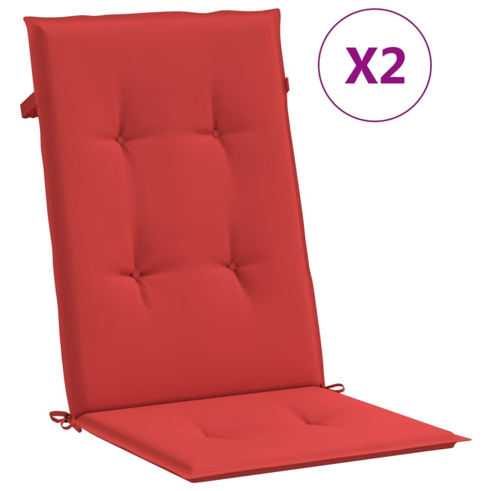 Produktbild för Stolsdynor 2 st röd 120x50x3 cm tyg