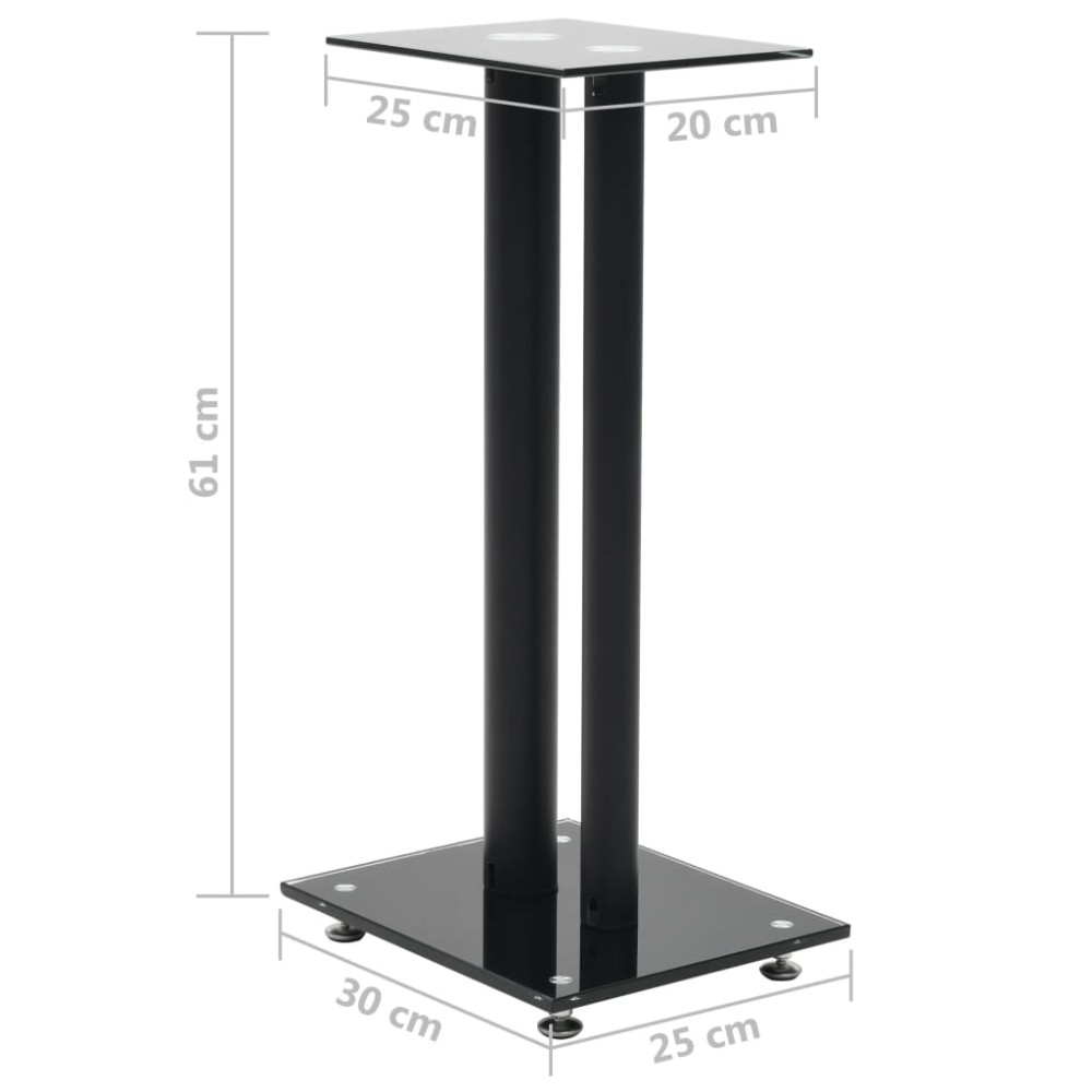Produktbild för Högtalarstativ 2 st härdat glas 2 pelare svart
