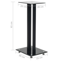 Produktbild för Högtalarstativ 2 st härdat glas 2 pelare svart