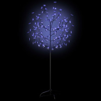 Produktbild för Plastgran 120 LEDs körsbärsblommor blått ljus 150 cm