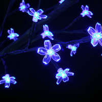 Produktbild för Plastgran 120 LEDs körsbärsblommor blått ljus 150 cm