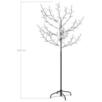 Produktbild för Plastgran 120 LEDs körsbärsblommor blått ljus 150 cm