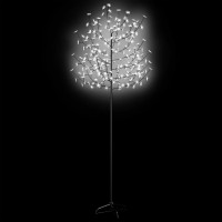 Produktbild för Plastgran 220 LED körsbärsblommor kallvitt ljus 220 cm