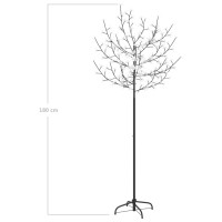 Produktbild för Plastgran 200 LED körsbärsblommor blåvitt ljus 180 cm