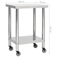 Produktbild för Arbetsbord med hjul 80x45x85 cm rostfritt stål