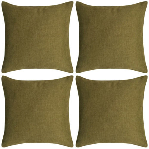vidaXL Kuddöverdrag 4 st linne-design 50x50 cm grön