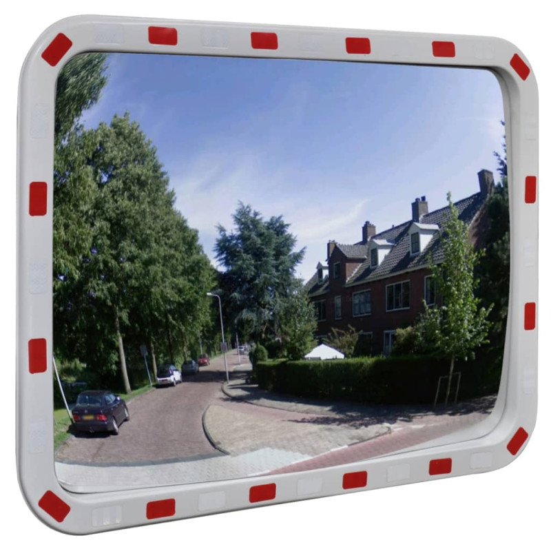 Produktbild för Konvex trafikspegel PC-Plast 60 x 80 cm med reflexer