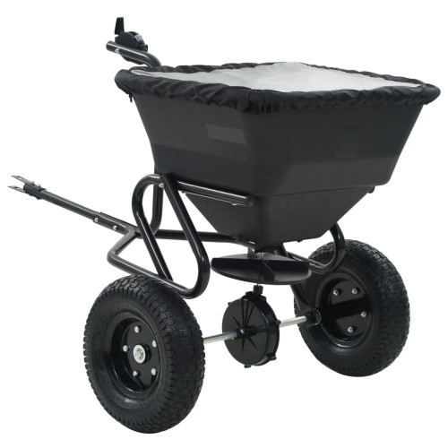 vidaXL Saltspridare manuell PVC och stål 125x74x79 cm 45 L