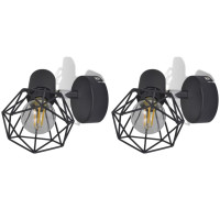 Miniatyr av produktbild för Taklampa industri-design spotlights 2 st LED-glödlampor svart