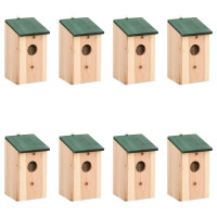 Miniatyr av produktbild för Fågelholkar 8 st trä 12x12x22 cm