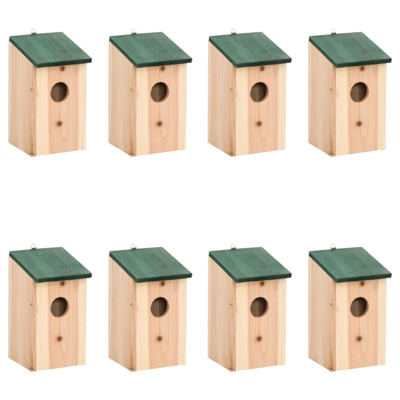 Produktbild för Fågelholkar 8 st trä 12x12x22 cm