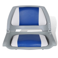 Produktbild för Båtstolar 2 st hopfällbara med blå-vit kudde 41x51x48 cm