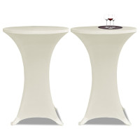 Produktbild för Överdrag till ståbord Ø60 cm gräddvit stretch 4 st