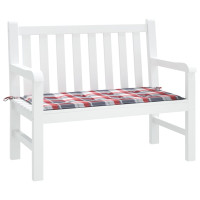 Produktbild för Bänkdyna för trädgården rödrutig 120x50x3 cm tyg