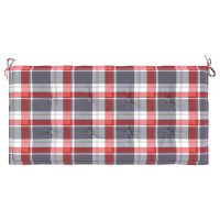 Produktbild för Bänkdyna för trädgården rödrutig 120x50x3 cm tyg