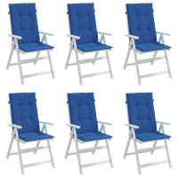 Produktbild för Stolsdynor 6 st kungsblå 120x50x3 cm tyg
