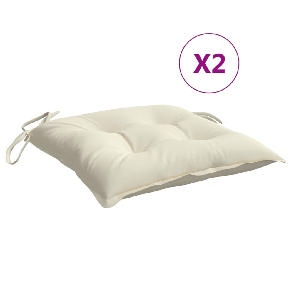 Produktbild för Stolsdynor 2 st gräddvit 50x50x7 cm oxfordtyg