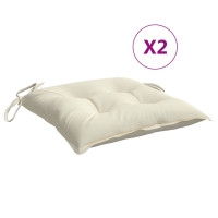 Produktbild för Stolsdynor 2 st gräddvit 50x50x7 cm oxfordtyg