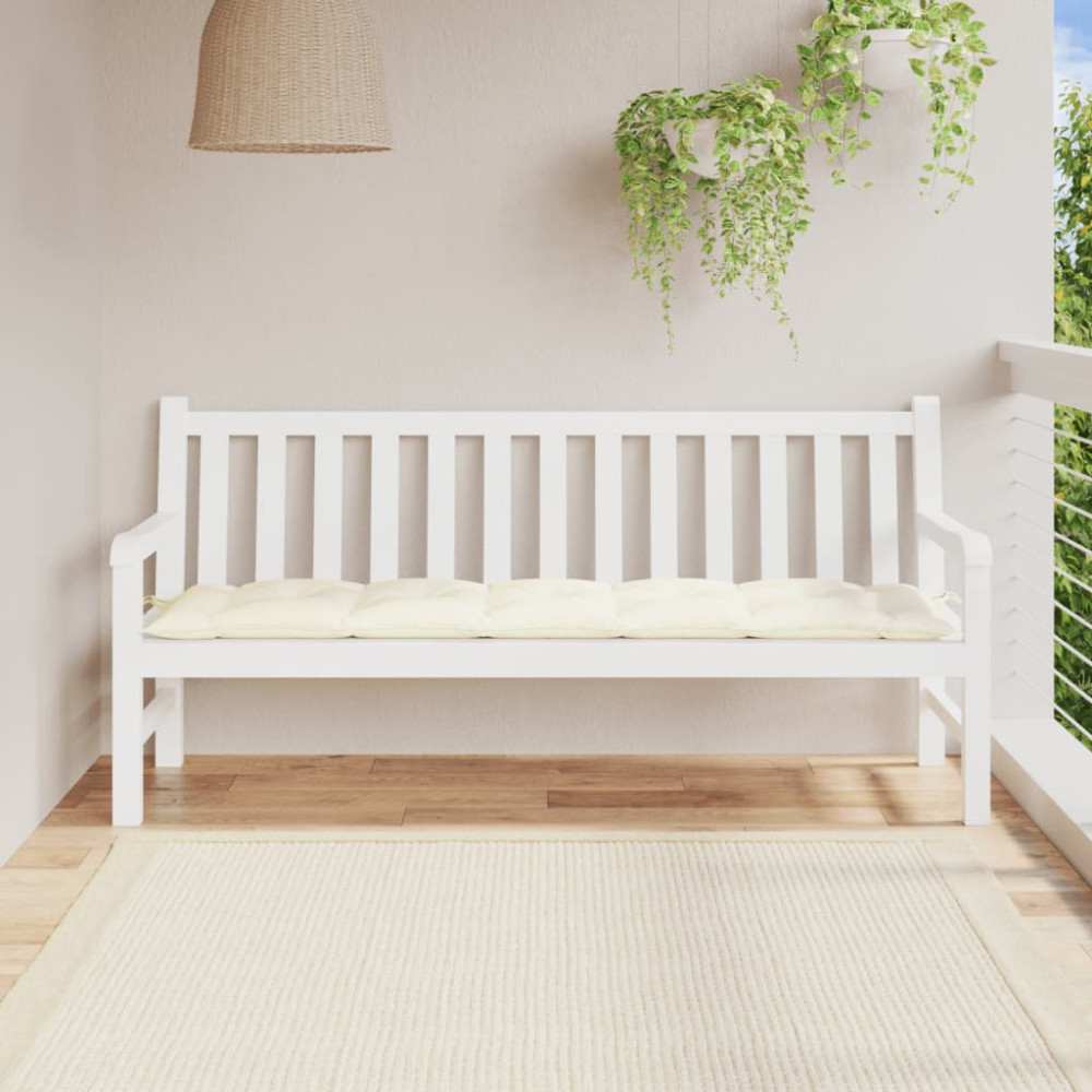 Produktbild för Bänkdyna för trädgården gräddvit 180x50x7 cm oxfordtyg