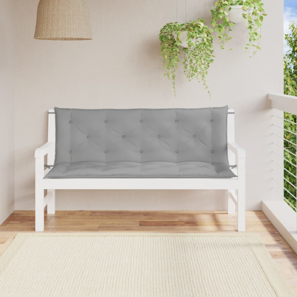Produktbild för Bänkdyna för trädgården grå 150x(50+50)x7 cm oxfordtyg