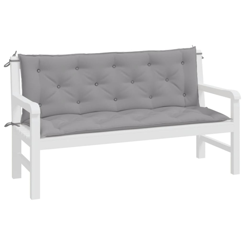 Produktbild för Bänkdyna för trädgården grå 150x(50+50)x7 cm oxfordtyg