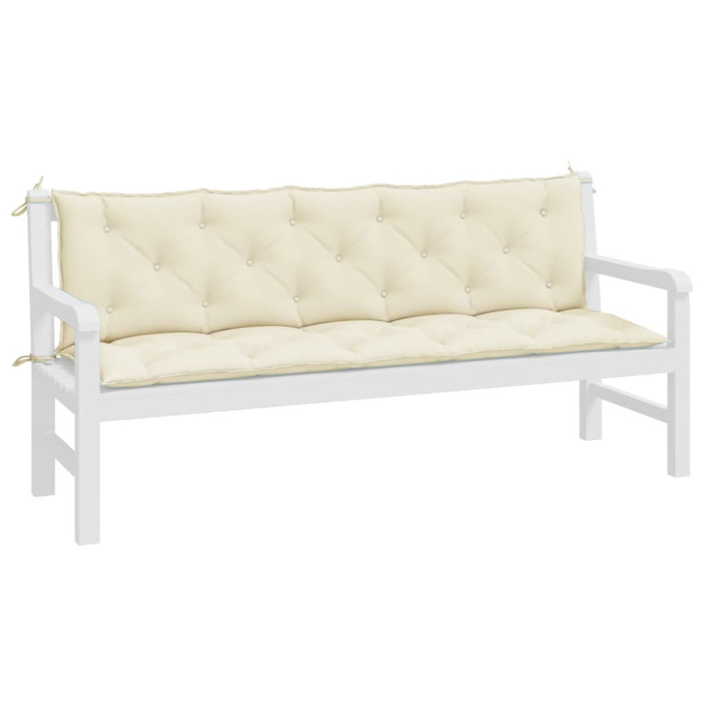 Produktbild för Bänkdyna för trädgården gräddvit 180x(50+50)x7 cm oxfordtyg