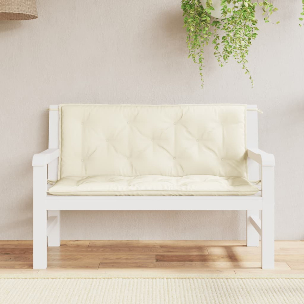 Produktbild för Bänkdyna för trädgården gräddvit 120x(50+50)x7 cm oxfordtyg