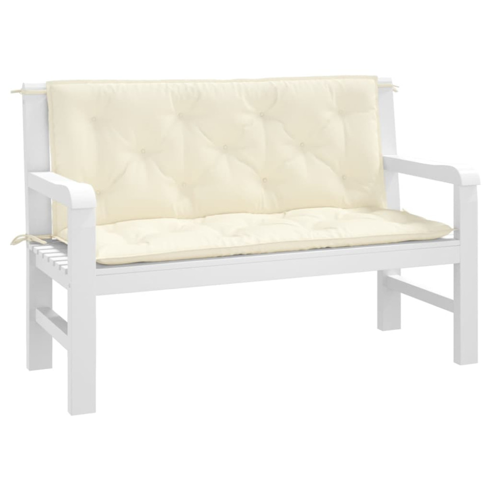 Produktbild för Bänkdyna för trädgården gräddvit 120x(50+50)x7 cm oxfordtyg